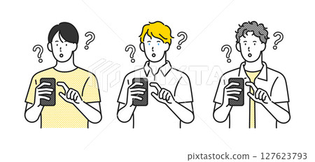 Illustration material: A man operating a smartphone Illustration material: A man operating a smartphone 127623793