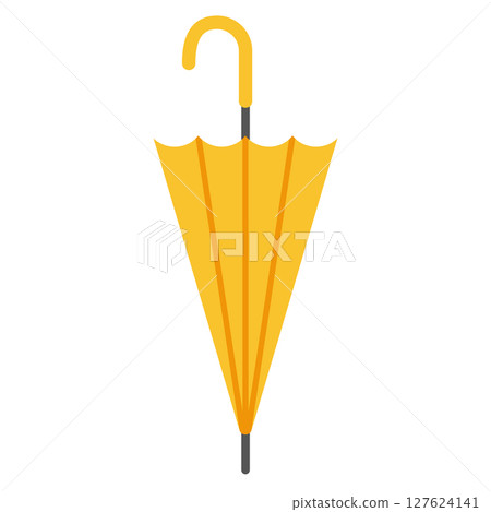 Simple illustration of a yellow closed umbrella Simple illustration of a yellow closed umbrella 127624141