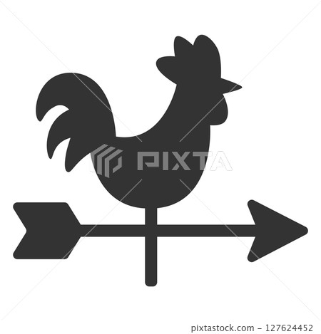 Illustration of a weathervane that indicates the weather and wind direction Illustration of a weathervane that indicates the weather and wind direction 127624452