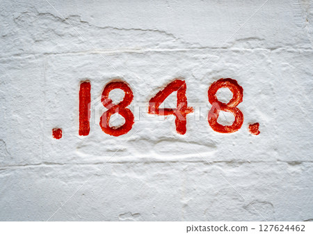 Engraved 1848 date on Cape Otway Lightstation wall in Australia Engraved 1848 date on Cape Otway Lightstation wall in Australia 127624462