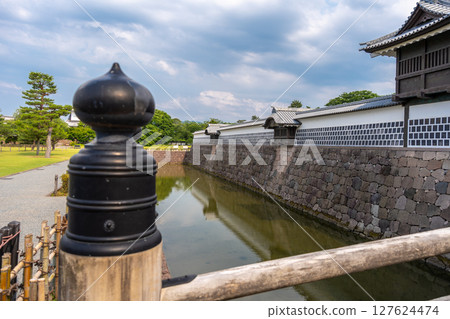 Kanazawa Castle and Moat in Japan on Summer Day Kanazawa Castle and Moat in Japan on Summer Day 127624474