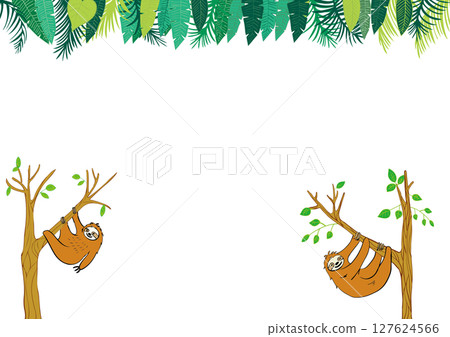 樹懶和熱帶植物框架3 127624566