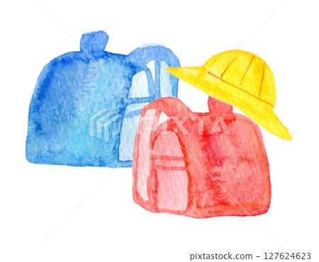 Watercolor illustration, hand-drawn illustration, school bag 127624623