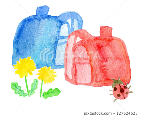 Watercolor illustration, hand-drawn illustration, school bag Watercolor illustration, hand-drawn illustration, school bag 127624625