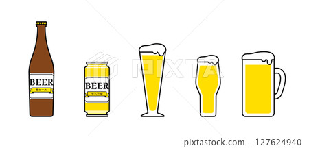 罐裝和瓶裝啤酒和玻璃杯 127624940