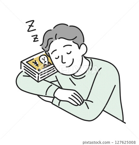 一個正在打盹的男人和一疊鈔票 一個正在打盹的男人和一疊鈔票 127625008
