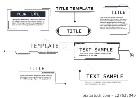 UI template with callouts, title boxes, infographic labels, and futuristic HUD layout. Suitable for business presentations, video overlays, or tech design. 127625040