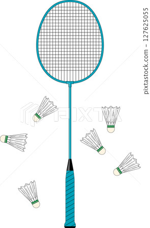 Badminton Racket and Shuttlecocks Isolated on Black Background vector Illustration  127625055
