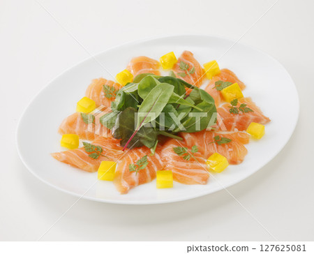 三文魚生牛肉片 三文魚生牛肉片 127625081