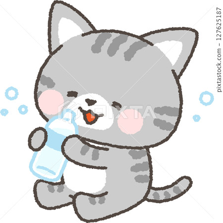 虎斑貓補水 127625187