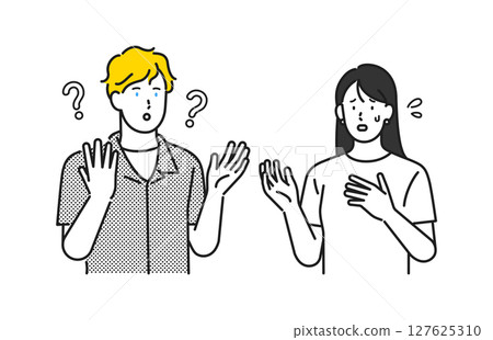 Illustration material: A conversation between a man and a woman who are having trouble communicating Illustration material: A conversation between a man and a woman who are having trouble communicating 127625310