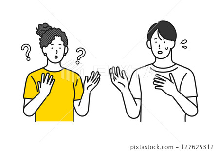 插畫素材：溝通困難的男女之間的對話 127625312