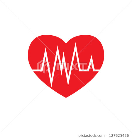 Heart beat monitor pulse line art icon for medical apps 127625426