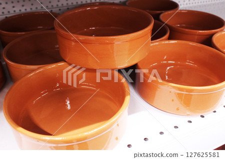 Ceramic Clay Bowls Bowls Brown Terracotta Close-Up 127625581