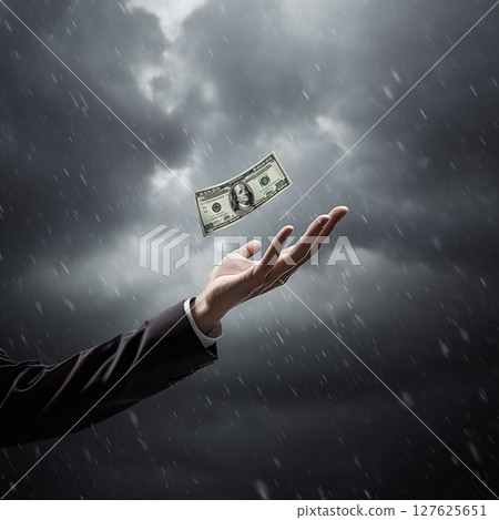 Businessman's hands and dollars 127625651