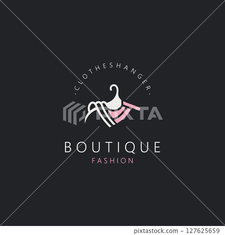Clothes hanger logo design for business, boutique, lifestyle fashion clothing template Clothes hanger logo design for business, boutique, lifestyle fashion clothing template 127625659