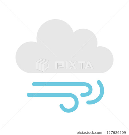 Weather icon illustration showing cloudy and windy weather 127626209