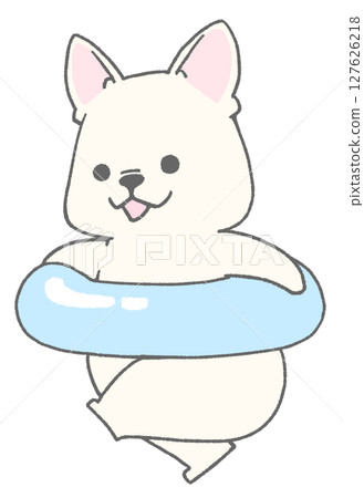 法國鬥牛犬（白色）帶著花車奔跑 127626218