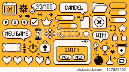 8 bit simple art icons. 8 bit simple art icons. 127626292