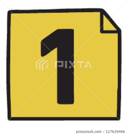 Number 1 on Yellow Sticky Note Number 1 on Yellow Sticky Note 127626466