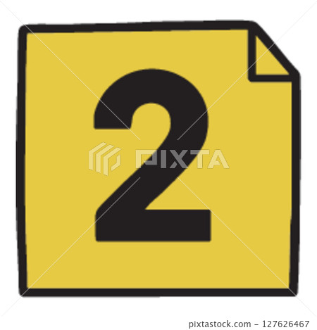 Number 2 on Yellow Sticky Note Number 2 on Yellow Sticky Note 127626467