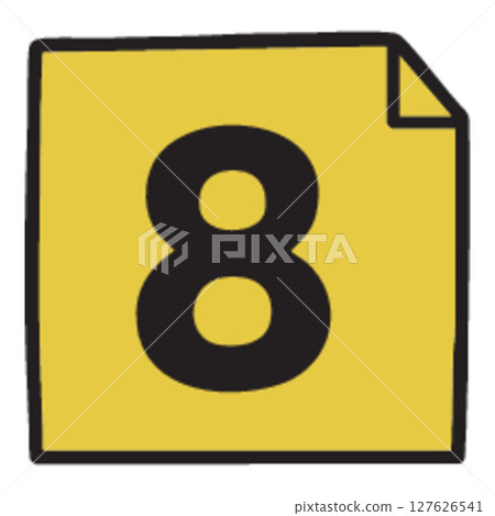 Number 8 on Yellow Sticky Note 127626541