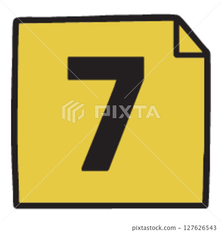 Number 7 on Yellow Sticky Note Number 7 on Yellow Sticky Note 127626543