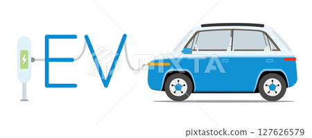 在充電站充電的 EV 電動汽車 在充電站充電的 EV 電動汽車 127626579