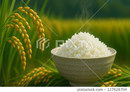 Rice ears and delicious rice 127626704