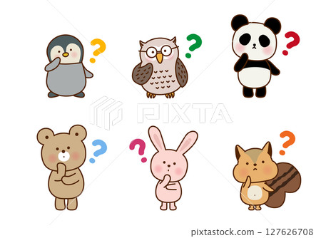 一組可愛的思考動物插畫集 127626708