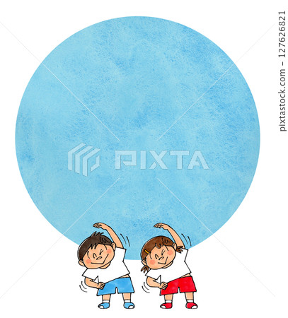 做體操的孩子複製空間（水彩畫） 127626821