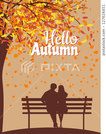 Couple in love on the bench in the park 127626851