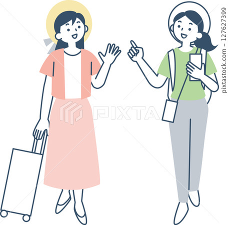 兩個年輕女子去旅行 127627399
