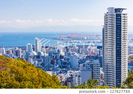 Autumn in Kobe, Hyogo Prefecture: View of Nunobiki Falls from the Miharashi Observatory Autumn in Kobe, Hyogo Prefecture: View of Nunobiki Falls from the Miharashi Observatory 127627789