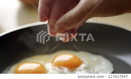 Fried eggs and salt Fried eggs and salt 127627847
