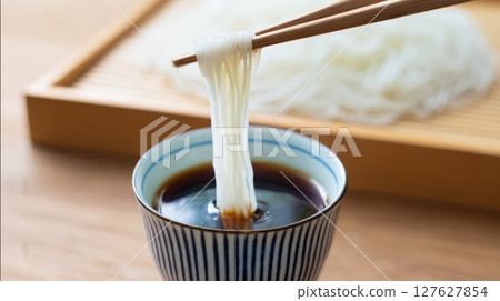 Delicious looking chilled somen noodles Delicious looking chilled somen noodles 127627854