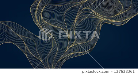 Vector line abstract wave luxury design, art elegant curve glitter background. Premium flow illustration, premium modern glitter dynamic texture. 127628361