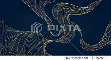 Vector line abstract wave luxury design, art elegant curve glitter background. Premium flow illustration, premium modern glitter dynamic texture. 127628362