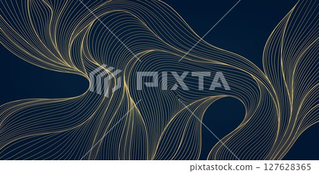 Vector line abstract wave luxury design, art elegant curve glitter background. Premium flow illustration, premium modern glitter dynamic texture. 127628365
