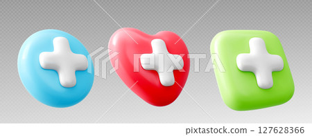 3D plus health glossy icons 127628366