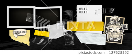 Y2k photo frame collage with nostalgic elements 127628392