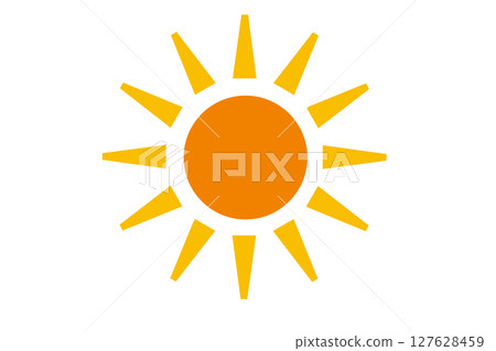簡單易用的橙色太陽圖標 簡單易用的橙色太陽圖標 127628459