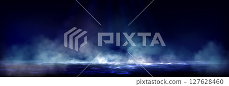 Atmospheric smoke fog over water scene 127628460