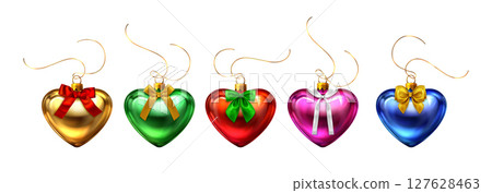 Festive 3d Christmas bauble heart ornaments Festive 3d Christmas bauble heart ornaments 127628463