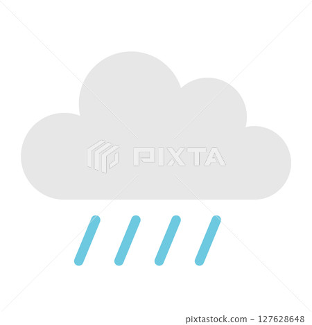帶有雲朵和水滴的平面設計雨圖 127628648