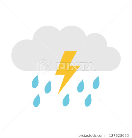 A simple weather icon representing a thunderstorm 127628653