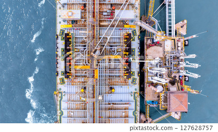 Aerial view Oil product tanker ship freight shiiping oil and gas, Global business freight shipping import export logistic transportation oil product tanker ship, Sea freight oil product tanker ship. Aerial view Oil product tanker ship freight shiiping oil and gas, Global business freight shipping import export logistic transportation oil product tanker ship, Sea freight oil product tanker ship. 127628757