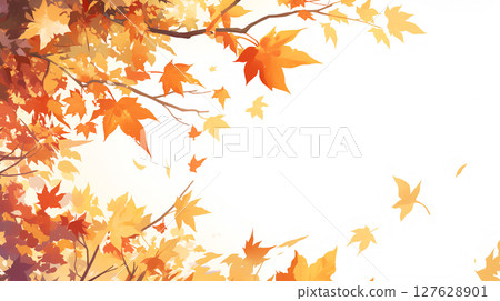 Autumn leaves illustration frame background 127628901