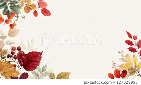 Autumn fallen leaf frame 127628955