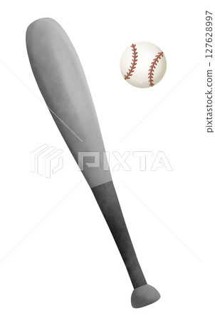 Metal bat and ball illustration Metal bat and ball illustration 127628997
